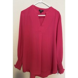 Lord & Taylor‎ Medium Pink Long Sleeve Blouse Top V Neck Womens